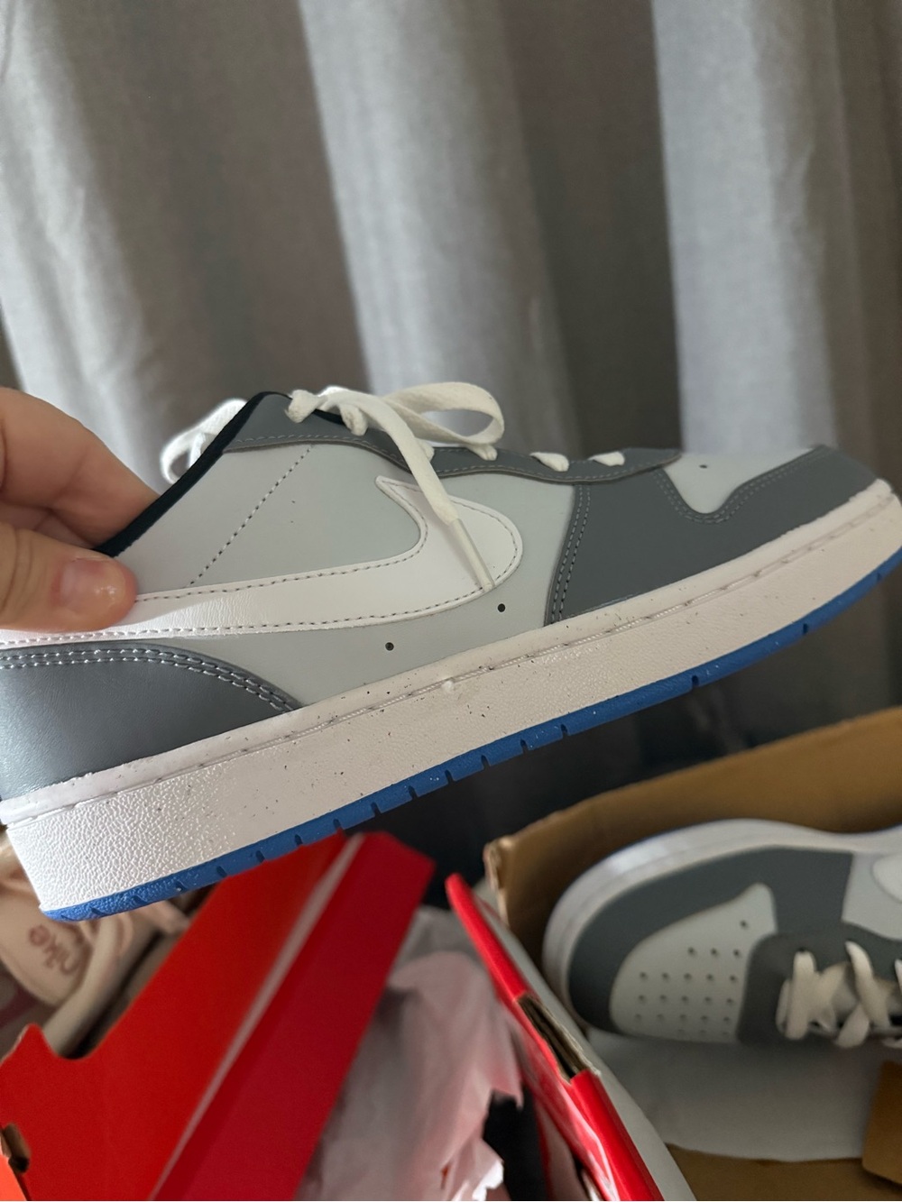 Women’s size 9 or Youth size 7 Nike Low-Top Sneakers in Gray, White & Blue